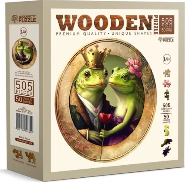 Wooden City Drevené puzzle Láska a žaby