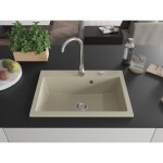 MEXEN MEXEN - Elix granitový drez 1-miska 700 x 500 mm, béžový, sifón chróm 6526701005-69