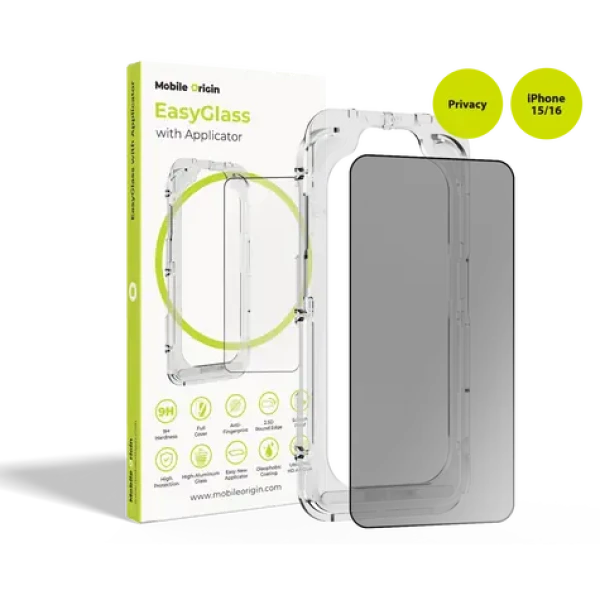 Mobile Origin EasyGlass Privacy Ochranné sklo s aplikátorom pre Apple iPhone 15 16 (EGA-P-i16)