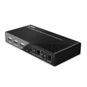 Lindy 2 Port KVM Switch čierna / KVM prepínač / HDMI / 4K 60Hz / USB 2.0 / audio (32809)