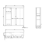 AQUALINE - ZOJA/KERAMIA FRESH STRIP galérka s LED osvetlením 60x60x14cm, ľavá, dub platin 45027S