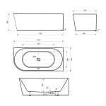 AQUALINE - TIBERA R rohová stojaca vaňa 140x70cm, biela E1055