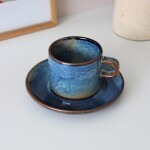 HK living Šálka s podšálkou Rustic Blue 220 ml