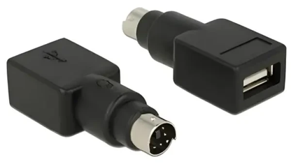 DeLock čierna / Adaptér / PS/2 (M) - USB-A (F) (65898)