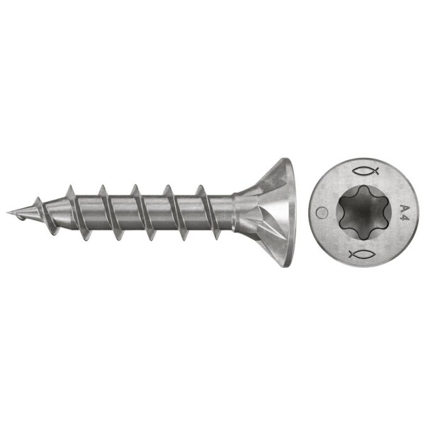 Fischer 574148 skrutky do drevotriesky 4 mm 30 mm TX Nerezová oceľ 200 ks; 574148