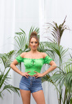 Sexy Koucla Off-Shoulder crop top green Einheitsgroesse