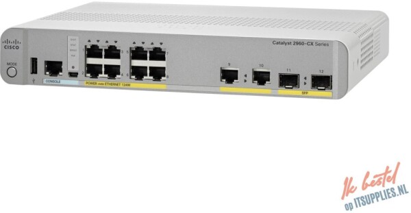 Cisco Cisco Catalyst 2960CX-8PC-L - Switch - managed - 8 x 10/100/1000 (PoE+) + 2 x SFP + 2 x 10/100/1000 - Desktop, an Rack montierbar, an DIN-Schiene montierbar, wandmontierbar - PoE+ (124 W) - wiederhergestellt