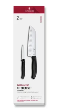 VICTORINOX Swiss Classic Kuchynské nože set 2 ks čierna / rovné a vrúbkované ostrie (6.7133.21G)