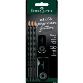 Faber-Castell Grafitové ceruzky s strúhadlom a gumou / tvrdosť B / čierna (217059)