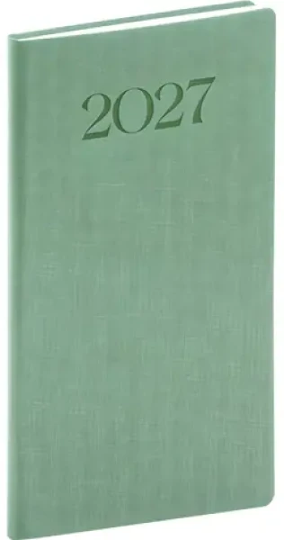 NOTIQUE Vreckový diár Biella 2027 zelený / 9 × 15,5 cm