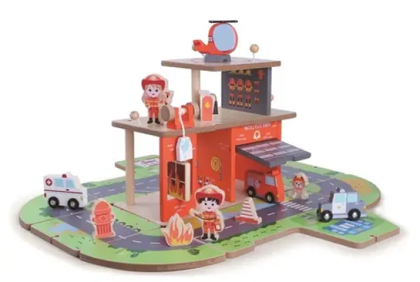 2Kids Toys Drevená stanica Hasiči 2 in 1