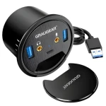 Graugear Stolný USB hub / USB hub / 2x USB-A + 1x USB-C / USB 3.0 / audio konektor / O 60 mm (G-THUB-AU-60)