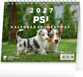 NOTIQUE Psy - s menami psov 2027 / Stolový kalendár / 16,5 × 13 cm