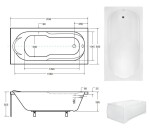 BESCO - Obdĺžniková vaňa Vindobona - Nožičky k vani - Bez nožičiek, Rozmer vane - 180 × 80 cm OLVVIN18