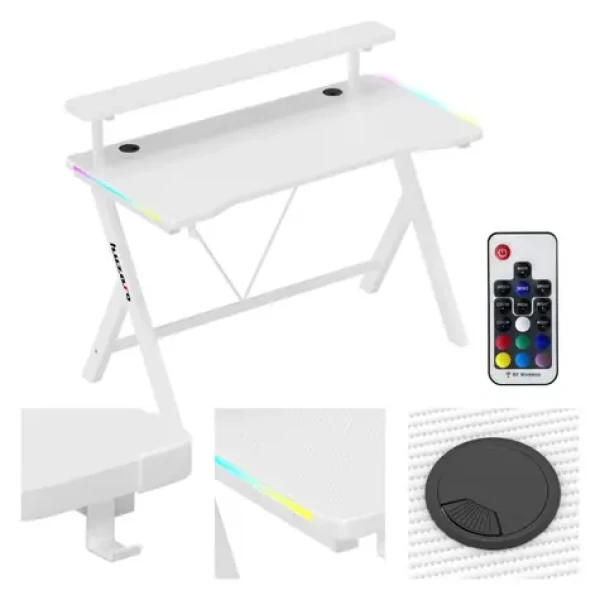 Huzaro Hero 1.9 RGB biela / Herný stôl / 120 x 60 x 75 cm (HZ-HERO 1.9 RGB WHITE)