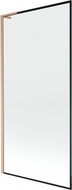 MEXEN/S - Next L vaňová zástena FIX 90 x 150, čierna vzor, meď kartáčovaná 895-090-000-03-70-65