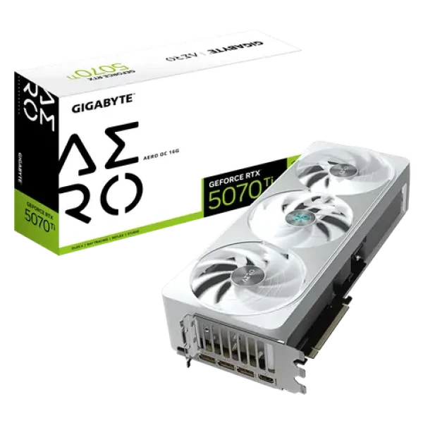 GIGABYTE GeForce RTX 5070 Ti AERO OC 16GB / 2300MHz / 16GB GDDR7 / 256-bit / 1x HDMI + 3x DP / 750W (16) (GV-N507TAERO OC-16GD)