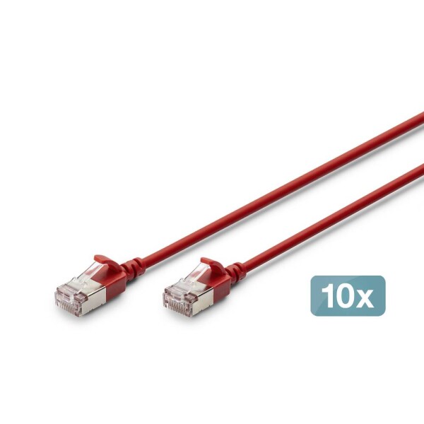 Digitus DK-1632-A-015S-R-10 RJ45 sieťové káble, prepojovacie káble CAT 6A 1.5 m červená 1 ks; DK-1632-A-015S-R-10