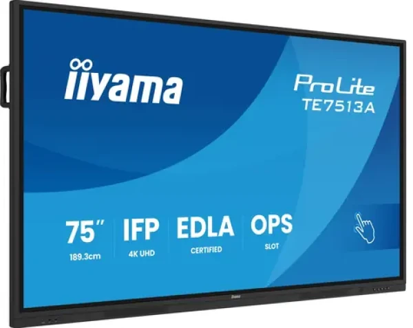 75" iiyama ProLite TE7513A-B2AG čierna / Interaktívny panel / IPS / 4K UHD / Dotykový 40bodov / Android 14 / Wi-Fi 6E (TE7513A-B2AG)