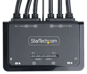 StarTech 2-portový Dual-Monitor KVM switch / KVM prepínač / HDMI 4K 60Hz / integrované káble USB-A+HDMI+Audio 1,5 m (C2-DH46-UA2-CBL-KVM)
