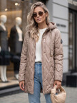 Dámska prešívaná prechodná bunda s kapucňou, béžová, FashionStreet TY5767 L