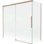 MEXEN/S - Rox vaňová zástena 2-krídlová posuvná 160 + 70 x 150, transparent, měď kartáčovaná 8C9-160-070-65-00