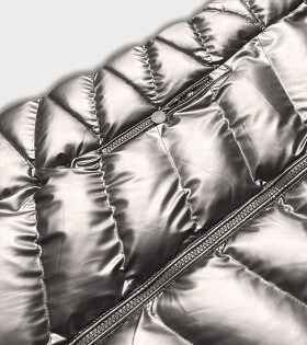 Strieborná dámska metalická zimná bunda (5M778-401) srebrny XL (42)