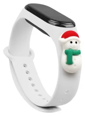 Hurtel Vianočný remienok so snehuliakom pre XIAOMI Mi Band 3 a 4 biela / Remienok / Silikónový / Vianočný motív