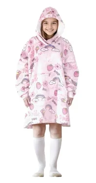 Cozy Noxxiez CH341 Sladkosti potlač - hrejivá televízna mikinová deka s kapucňou pre deti 7 - 12 rokov (20-CH341)