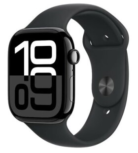 Apple Watch Series 10 GPS 46mm Klavírno čierne hliníkové telo - Čierny športový remienok (S/M) / 140-190 mm (MWWP3)