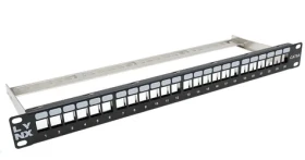 Lynx PP19-24NS- Lynx čierna / Patch panel / 24 portov / Cat5e/6/6A/7 / STP / 1U / 19" / vyväzovacia lišta (PP19-24NS-LYNX)