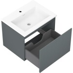 MEXEN/S - Rivel kúpeľňová skrinka 60 cm s umývadlom Otis, 1 šuplík, reliéf, grafit mat/biela mat 91A20-06047-1-BF66-W18M01