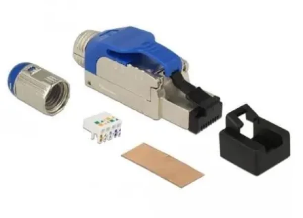 DeLock RJ45 Cat.8.1 modrý / Konektor pre montáž na kábel / Kovové puzdro (86487)