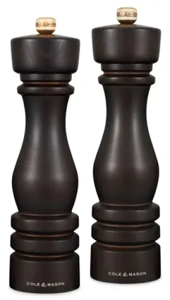 ColeMason London Chocolate Wood / Mlynčeky na soľ a korenie / darčeková sada / tmavo hnedý buk / 22 cm (H233020)