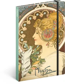 Presco Group Notes Alfons Mucha - Pero / nelinkovaný / 13 × 21 cm (A-4365)