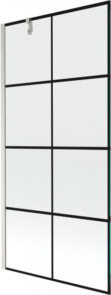 MEXEN/S - Next vaňová zástena FIX 90 x 150, čierna vzor, nikel kartáčovaná 895-090-000-00-77-97