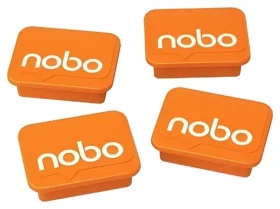 NOBO Magnety oranžové 4 ks / Na magnetickú tabuľu / 18x22 mm (1905327)