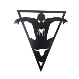 Veselá Stena Drevená nástenná dekorácia Spiderman trojuholník čierny