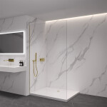 CERANO - Sprchová zástena Walk-in Crystal Ľ/P - 8 mm - bezvzperový systém - zlatá, transparentné sklo - 80x200 CER-8050BD6637