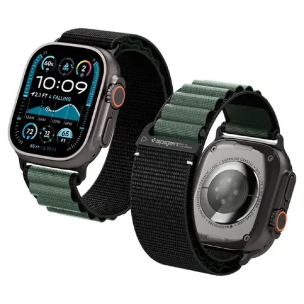 Spigen Fabric Band (hook) remienok pre Apple Watch 49mm/46mm/45mm/44mm zelená (AMP10223)