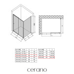 CERANO - Sprchovací kút Varone POINT Ľ/P - 6 mm - čierna matná, grafitové sklo - 110x100x195 - posuvný CER-429619