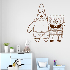 Veselá Stena Samolepka SpongeBob a Patrick Farba: hnědá, Veľkosť: 60 x 61 cm