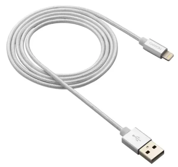 Canyon CNS-MFIC3PW biela / nabíjací kábel / USB 2.0 - Lightning / opletený / 1m (CNS-MFIC3PW)