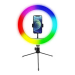 Powerton WPRL1RGB - Kruhové svetlo 10 RGB LED malé / nastavenie teploty a svietivosť amp; držiak telefónu a tripod (WPRL1RGB)