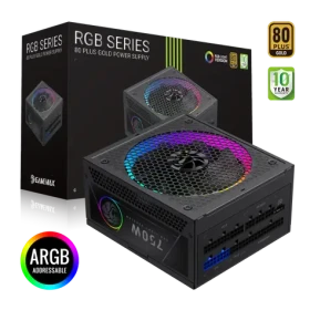 Gamemax RGB 750G / Zdroj ATX / 750W / 80 PLUS Gold / plne modulárne / RGB podsvietenie (RGB 750G)