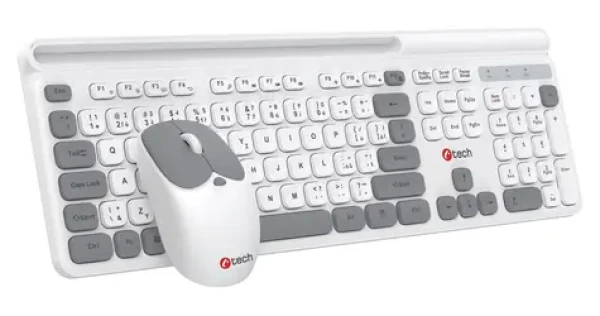 C-tech QUALLIS WLKMC-05 biela / Bezdrôtový set klávesnice a myši / 2,4 GHz / CZ/SK (WLKMC-05W)