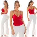 Sexy Koucla Velvet Look Top with strap details white Einheitsgroesse