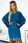Dámske netopierie šaty 402-3 tyrkysové - Numoco XXL/XXXL