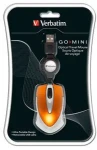 Verbatim Go Mini oranžová / optická myš / 1000DPI / 3tlačítka / 1 koliesko / drôtová (USB) (49023-V)