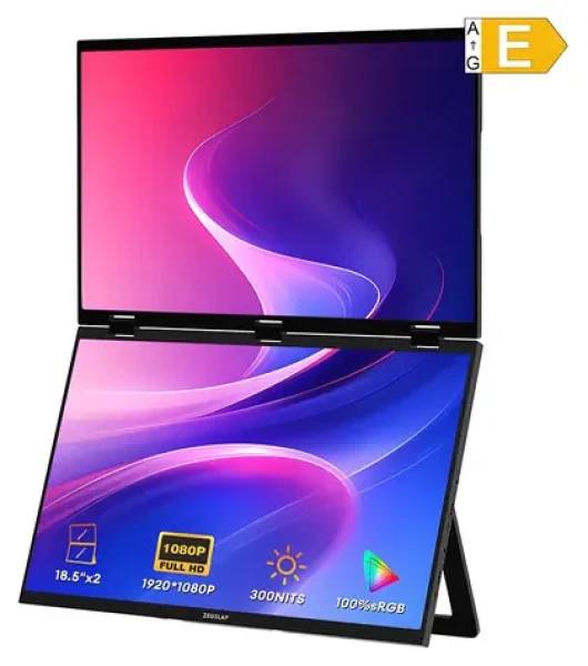 2×18,5" Zeuslap Z18W / Prenosný monitor / IPS / FHD 1920×1080 / 120Hz / USB-C + mini HDMI (Z18W)
